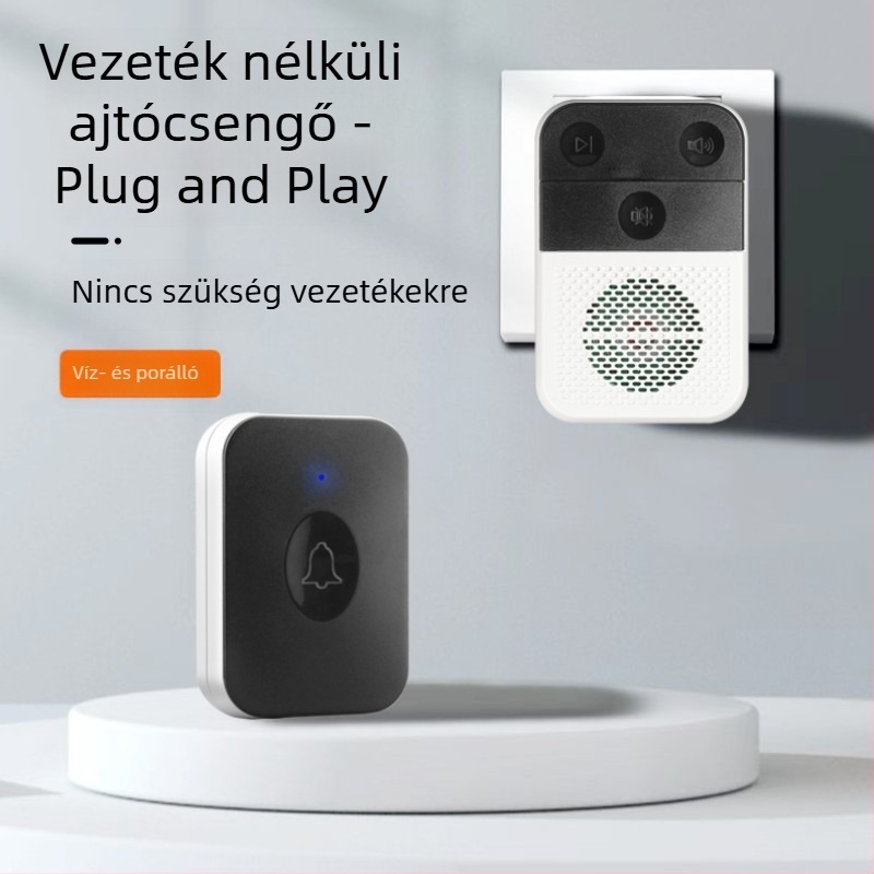 Vezeték nélküli bejárati csengő zenével és Ding-Dong hanggal, otthoni használatra, hívóeszköz idős személyek számára
