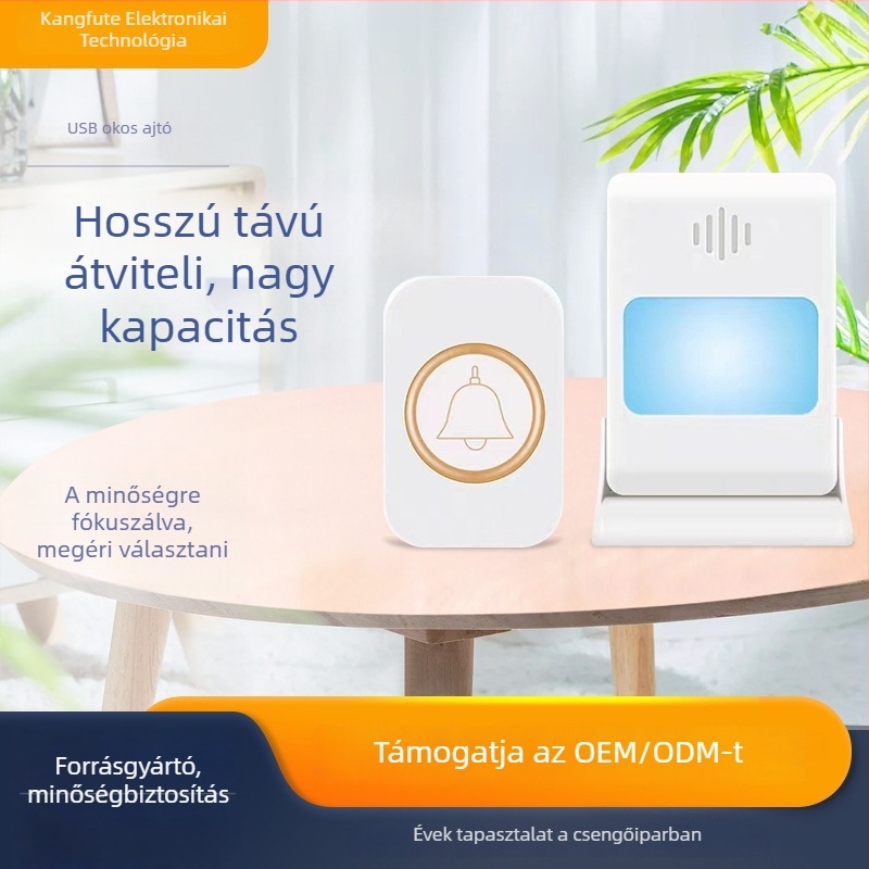 Kangfute CMF1788 Vezeték nélküli ajtócsengő, Típus: Vezeték nélküli; Tápellátás: 2032/14500 elem vagy DC5.0V; Csengetés dallam: 39 hang