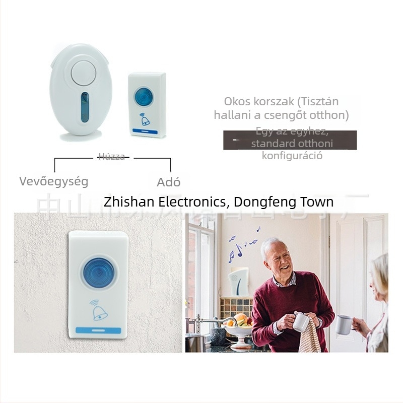 Zhishan 307 Vezeték nélküli ajtócsengő — 220V, vízálló, távirányítás, digitális/analóg, otthoni használatra, idős hívóberendezés