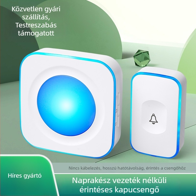 Két vevővel rendelkező vezeték nélküli csengő, távirányítással, otthonra és irodába