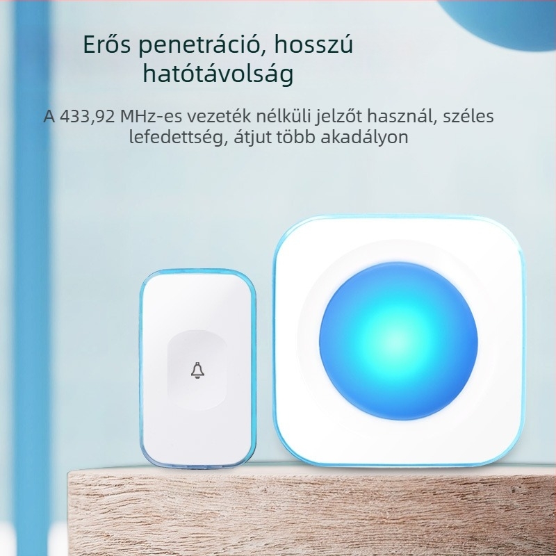 Két vevővel rendelkező vezeték nélküli csengő, távirányítással, otthonra és irodába