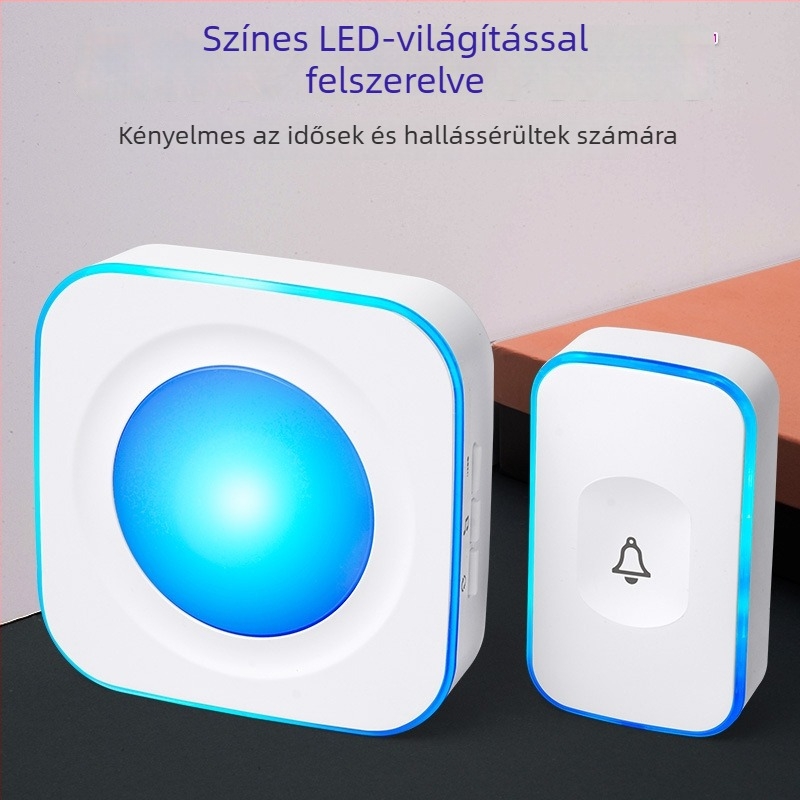 Két vevővel rendelkező vezeték nélküli csengő, távirányítással, otthonra és irodába