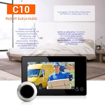 ESCAM C10 videóajtócsengő Li-ion akkumulátorral, okos ajtócsengő otthonra, hotelre, villára és lakásra