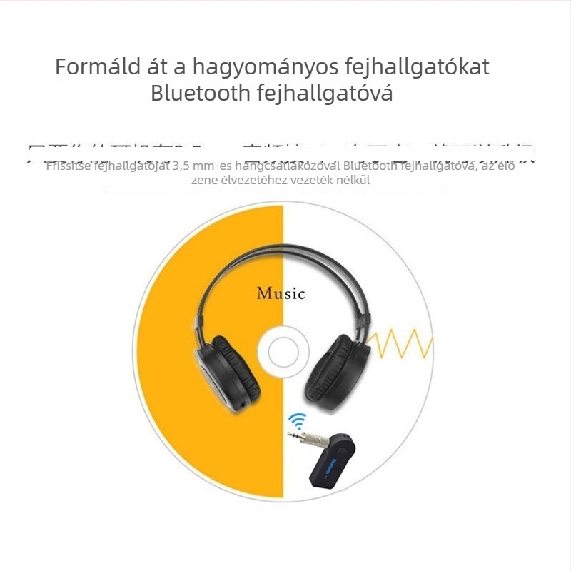 Autós Bluetooth audió vevő 3.5mm AUX‑szal | Modell A3, Plug‑and‑Play, Bluetooth 4.1, Külső tápegység