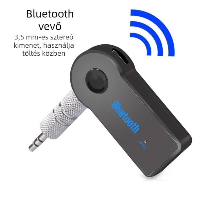 Autós Bluetooth audió vevő 3.5mm AUX‑szal | Modell A3, Plug‑and‑Play, Bluetooth 4.1, Külső tápegység