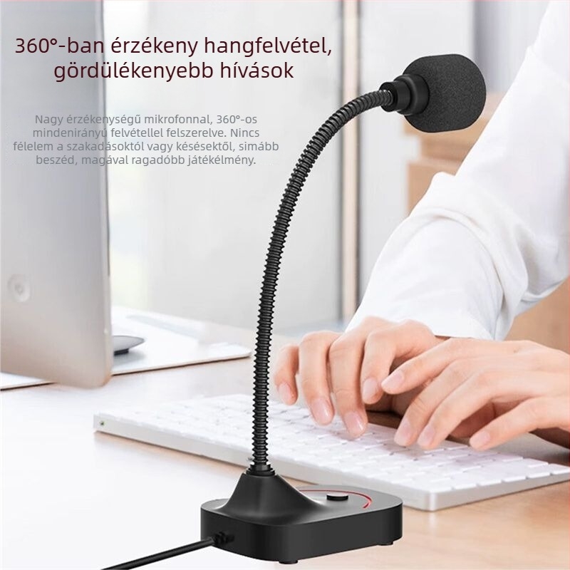 Asztali USB mikrofon élő közvetítéshez, játékokhoz és konferenciákhoz, 3,5 mm-es csatlakozóval