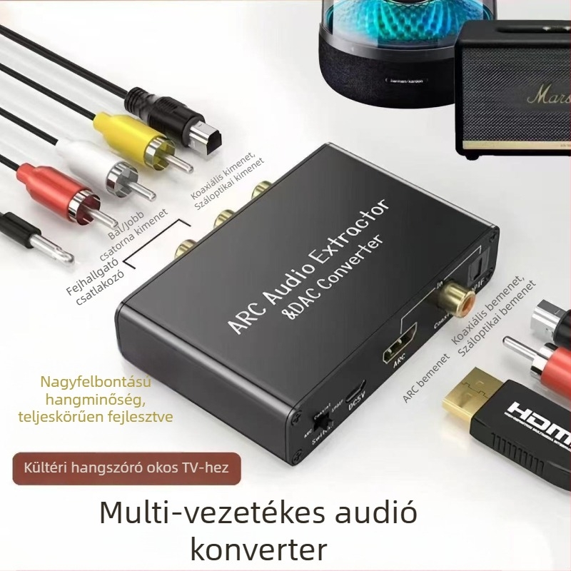ARC visszahívó hangátadó konverter HDMI Audio Adapter DAC Arc7400 - 0,8 m kábel, tápellátás-kezelés, kapcsoló/elosztó