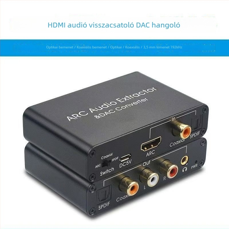 ARC visszahívó hangátadó konverter HDMI Audio Adapter DAC Arc7400 - 0,8 m kábel, tápellátás-kezelés, kapcsoló/elosztó