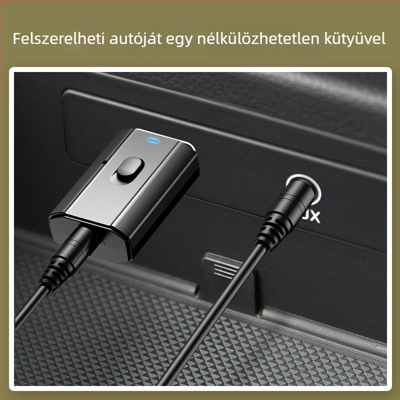 USB Bluetooth audió adapter — 2-in-1 vevő és adó, Bluetooth 5.0, AUX 3.5mm, Plug & Play, külső tápegység, Hands-Free beszélgetés az autóban