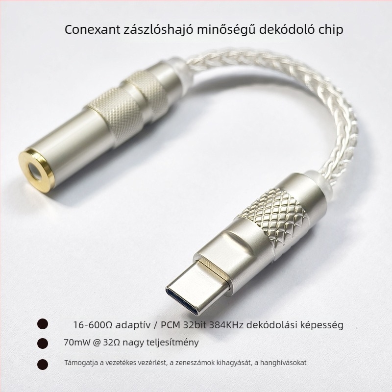 HiFi DAC fejhallgató-amp USB-C-től 3,5 mm-es audio kábellel, Kx31988+97220, 31993
