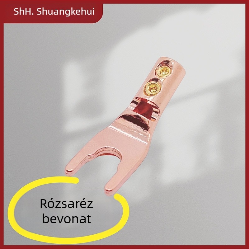 Tiszta réz, aranyozott Y‑dugó és forrasztásmentes U‑formájú dugó hangfalakhoz, banáncsatlakozók