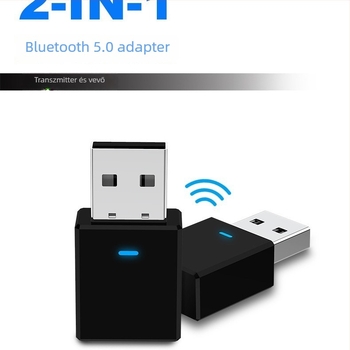 Bluetooth 5.0 2–in–1 audio vevő/transzmitter USB adapter autóhoz/TV-hez/PC-hez, Plug-and-Play, illesztőprogram-mentes, 10 m hatótáv