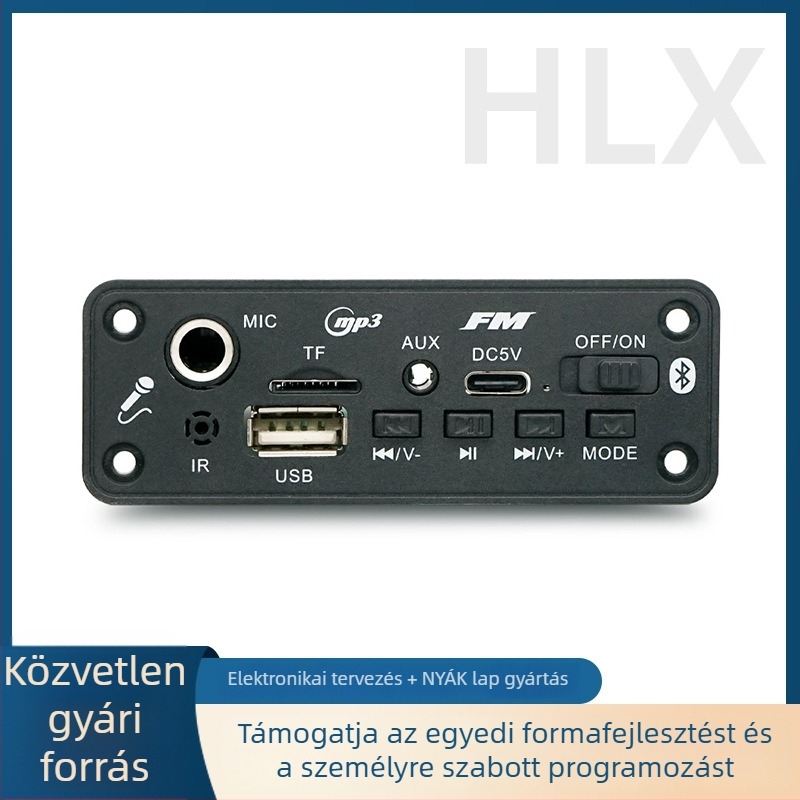 Bluetooth erősítő panel MIC bemenettel, 2x5W kimenet, Bluetooth MP3 audio modul.