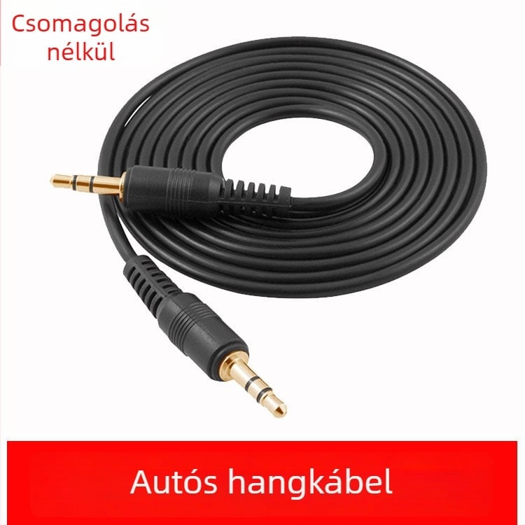 3,5 mm-es férfi–férfi AUX audio kábel autóhoz és számítógéphez, réz vezető, domborított felület