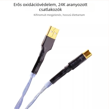 USB-C–USB-A audiókábel, monokrystalikus rézvezető, ezüstös bevonatú rézvezető, OEM feldolgozás