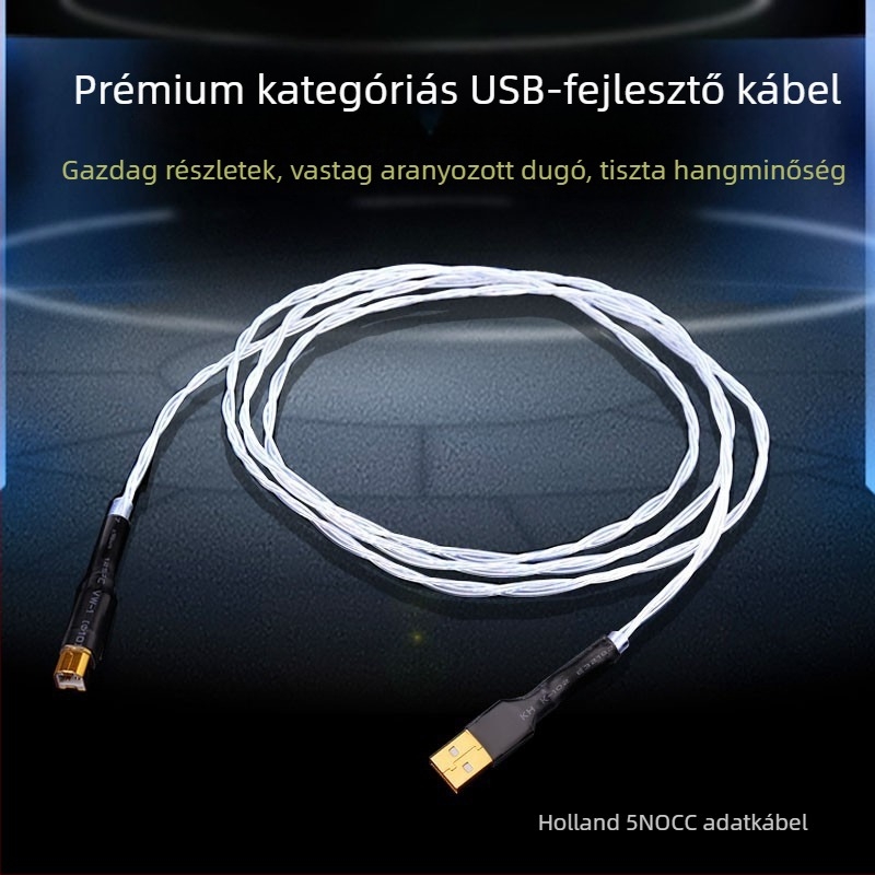 USB-C–USB-A audiókábel, monokrystalikus rézvezető, ezüstös bevonatú rézvezető, OEM feldolgozás