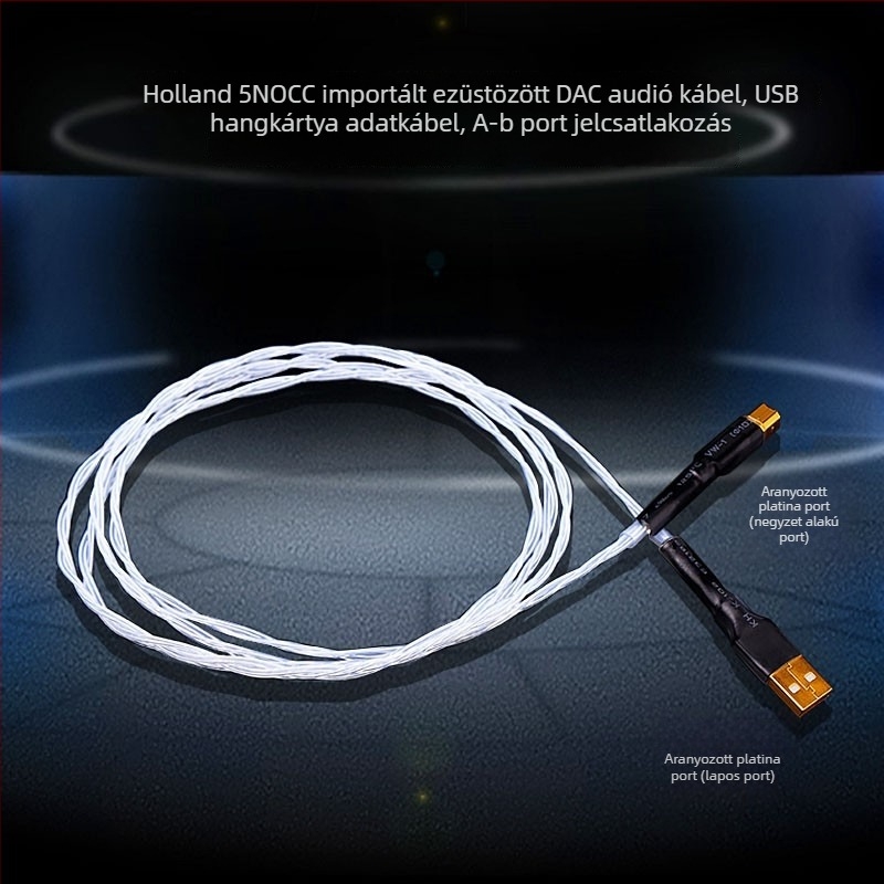 USB-C–USB-A audiókábel, monokrystalikus rézvezető, ezüstös bevonatú rézvezető, OEM feldolgozás