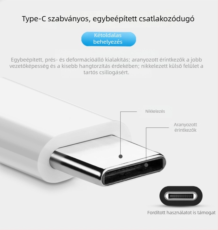 3,5 mm-es fülhallgató-átalakító Type-C-re Huawei és Xiaomi telefonokra