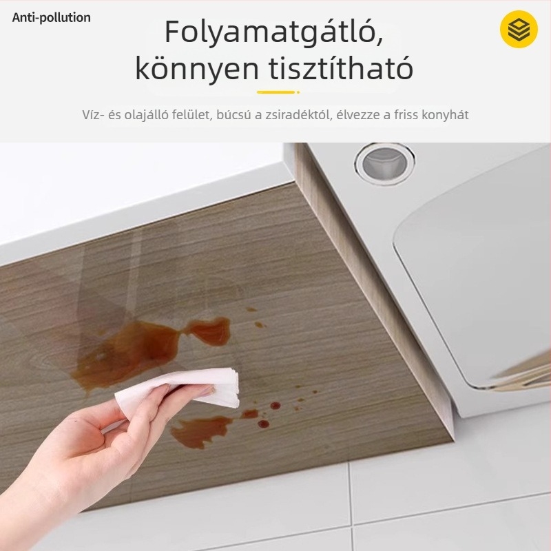 Átlátszó alsó szekrény matricafólia, önragasztó PET fólia, vastagított, hőálló a konyhában, olaj-, nedvesség- és párálló