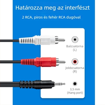 3,5 mm-es audio osztó kábel rézbevonatos maggal és mágneses gyűrűvel, 1–2 kimenet, oxigénmentes, nagy tisztaságú réz