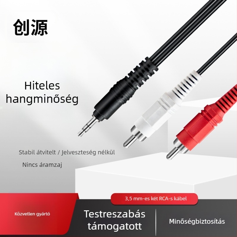 3,5 mm-es audio osztó kábel rézbevonatos maggal és mágneses gyűrűvel, 1–2 kimenet, oxigénmentes, nagy tisztaságú réz