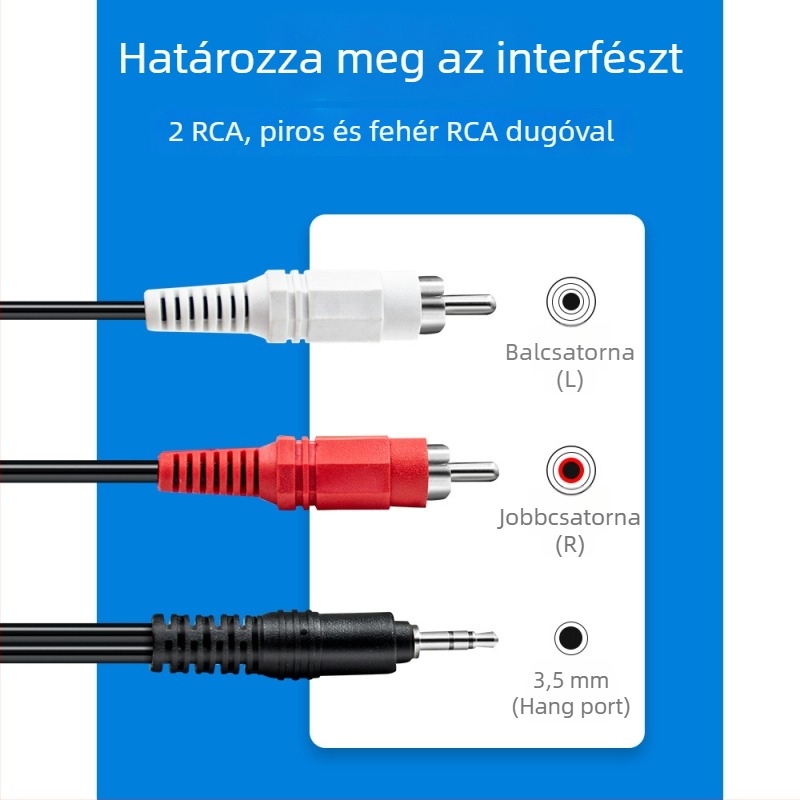 3,5 mm-es audio osztó kábel rézbevonatos maggal és mágneses gyűrűvel, 1–2 kimenet, oxigénmentes, nagy tisztaságú réz