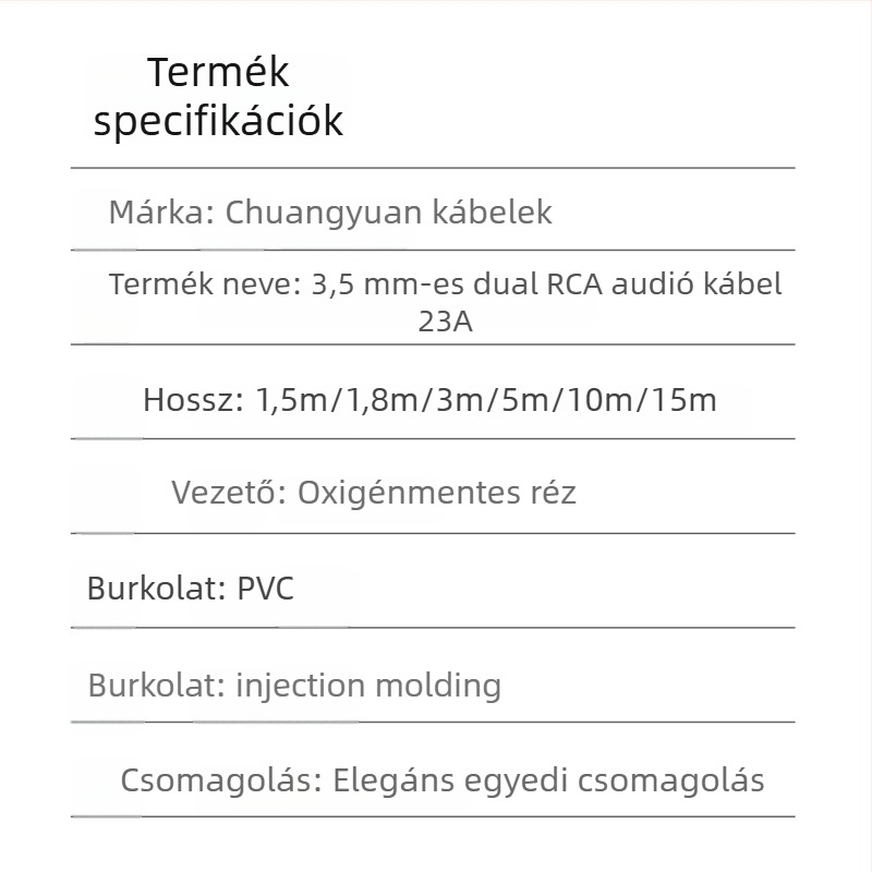 3,5 mm-es audio osztó kábel rézbevonatos maggal és mágneses gyűrűvel, 1–2 kimenet, oxigénmentes, nagy tisztaságú réz
