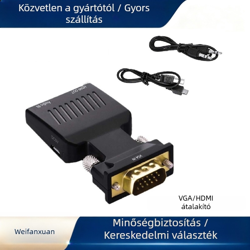 HDMI–VGA adapter hanggal és tápegységgel, 1080p