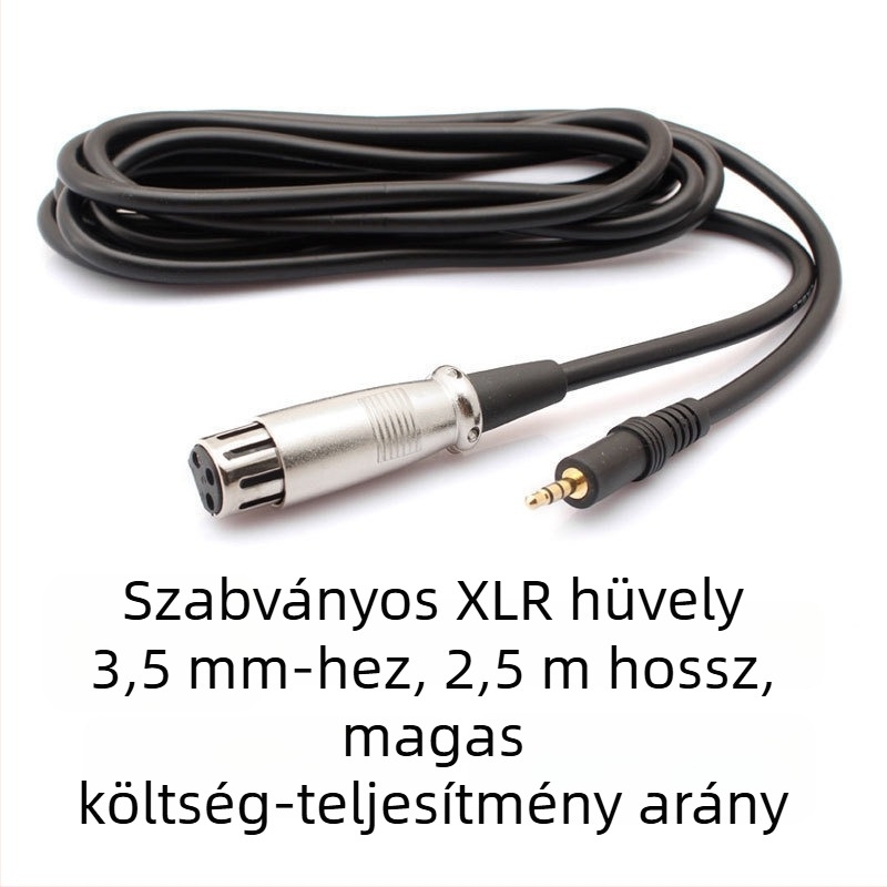 Kondenzátor mikrofon kábel, XLR női csatlakozóhoz és 3,5 mm-es jackhoz, 2,5 m hosszú