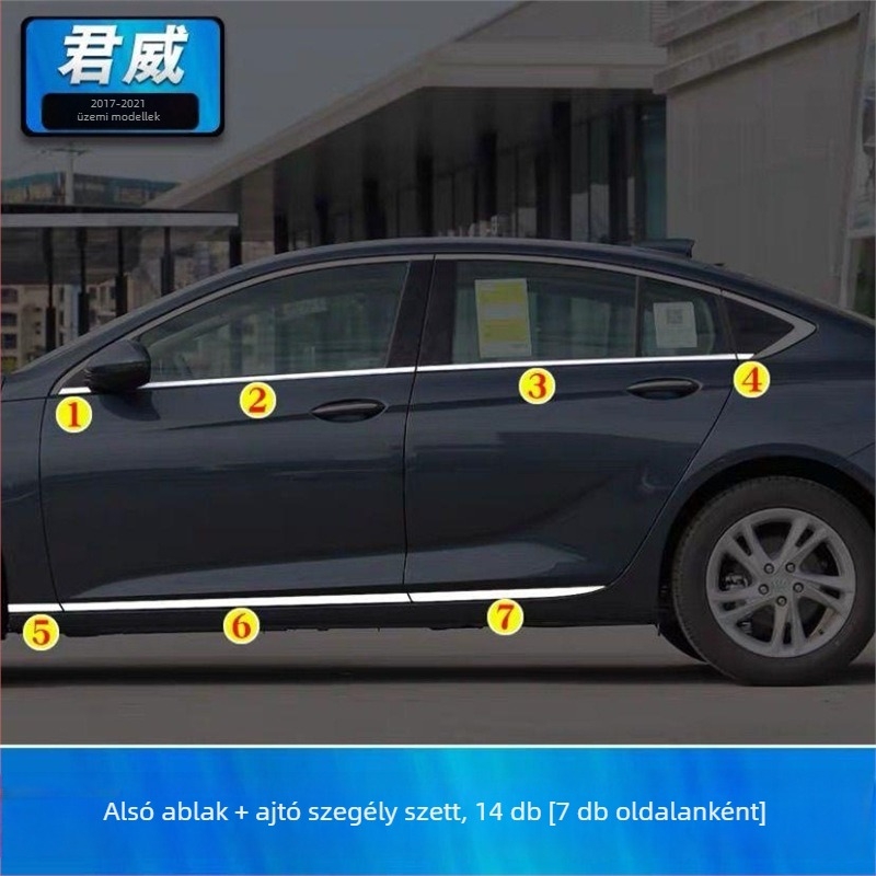 Buick Regal ablak- és ajtóél díszítő szalag – rozsdamentes acél, telepítés