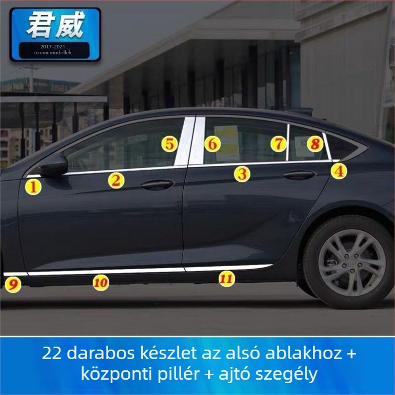 Buick Regal ablak- és ajtóél díszítő szalag – rozsdamentes acél, telepítés