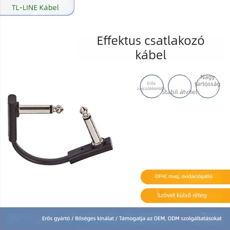 6,35 mm-es gitár effektkábel – síkfejű csatlakozó vagy kettős hajlított négyzetes csatlakozó