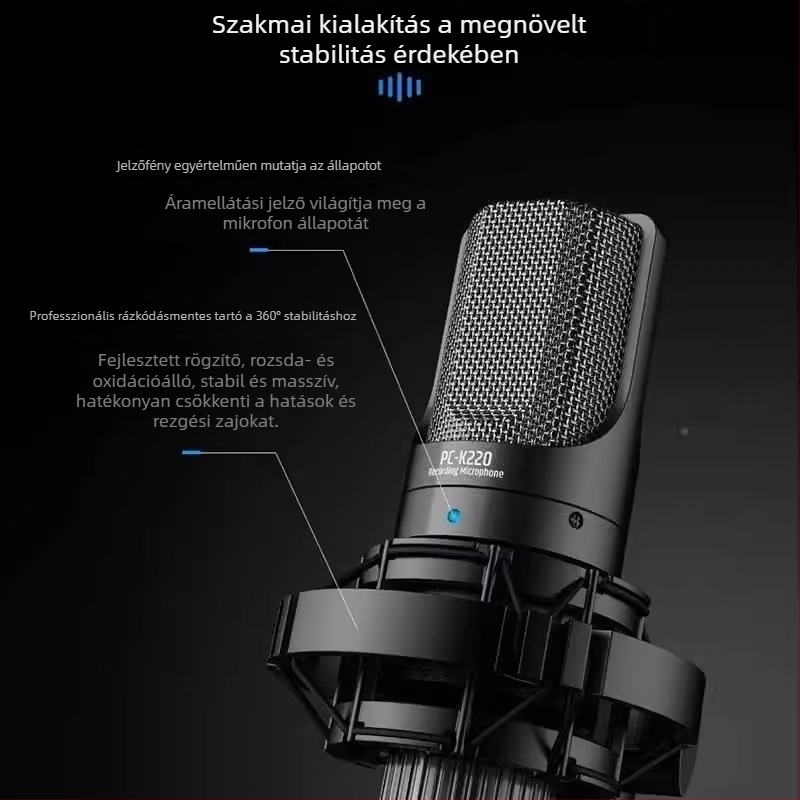 Takstar/Victory PC-K220 kondenzátor mikrofon élő közvetítéshez és számítógépes karaokehoz, modell PC-K220, megjelenés 2018