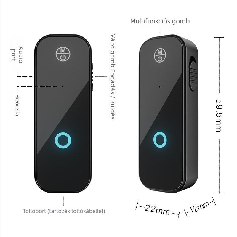 Bluetooth 6.0 audió átjátszó és vevő 2-in-1, Hands-Free USB adapter autóhoz és otthonhoz, AUX, Plug and Play, külső tápegység
