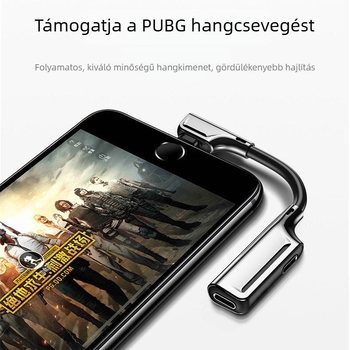Apple 2-in-1 adapter Lightning-ról 3,5 mm-es audiohoz, cink ötvözetű 90° csatlakozó