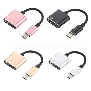 USB-C 2 az 1-ben audio- és töltő adapter, 3,5 mm-es csatlakozóval, modell JBC067, márka MAMH, kompatibil Huawei/Xiaomi Android telefonokhoz