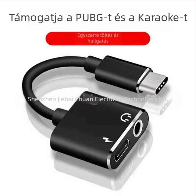 USB-C 2 az 1-ben audio- és töltő adapter, 3,5 mm-es csatlakozóval, modell JBC067, márka MAMH, kompatibil Huawei/Xiaomi Android telefonokhoz