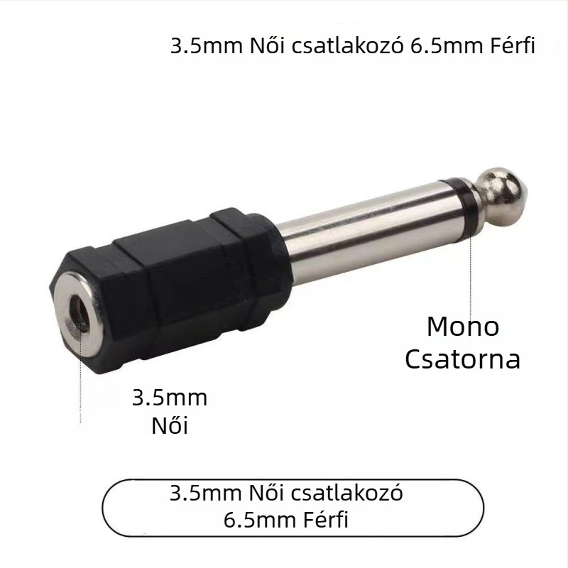 3,5–6,5 mm mono audió adapter, nikkel bevonat csatlakozók, HiFi hangzás, stabil kapcsolat, modell AJS6535