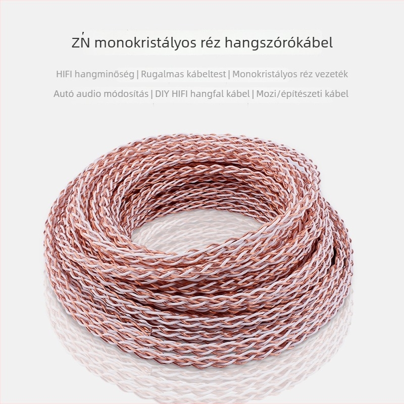 7N OCC hangszóró-kábel Hi‑Fi DIY audióhoz, autóhifi módosításhoz, 1 m hosszú