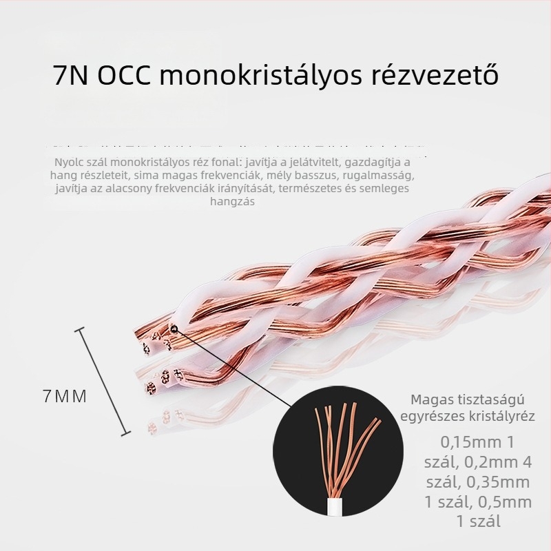 7N OCC hangszóró-kábel Hi‑Fi DIY audióhoz, autóhifi módosításhoz, 1 m hosszú