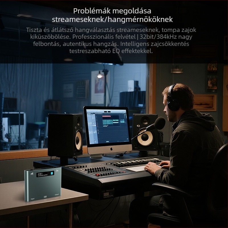 MX-108 2 az 1-ben hangkártya konverter élő közvetítéshez, Apple és Android kompatibilis
