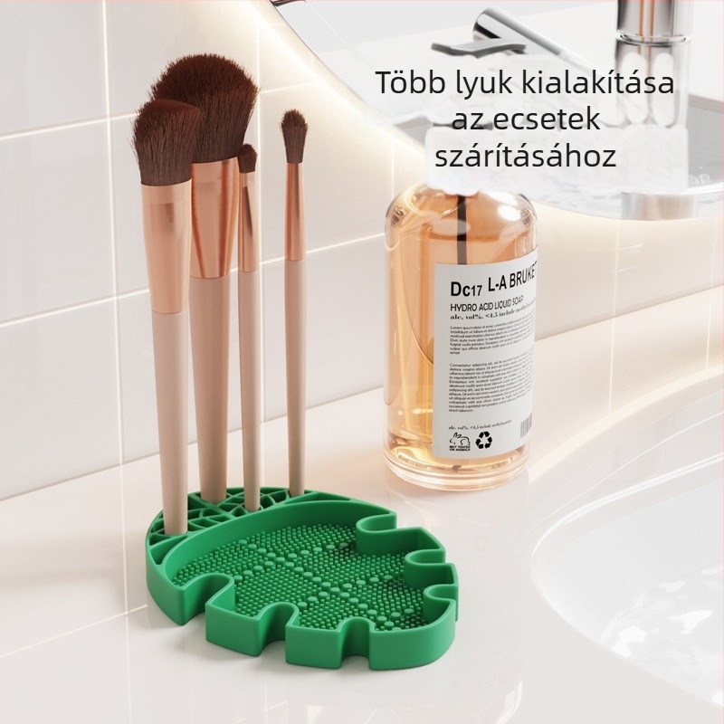 Szilikon sminkecsetek szárítására és tisztítására szolgáló állvány, szivacs tisztító párna és szivacslap