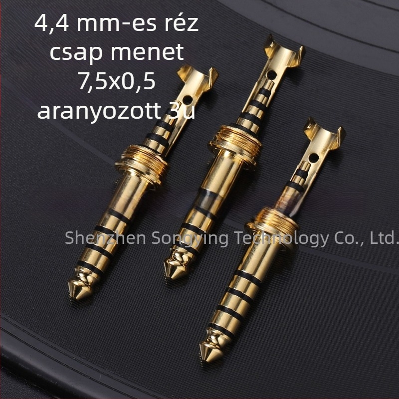 Songying Technology 4,4 mm kiegyensúlyozott dugó, teljes réz, mágnesmentes, aranyozott, 3U DIY kábelfej