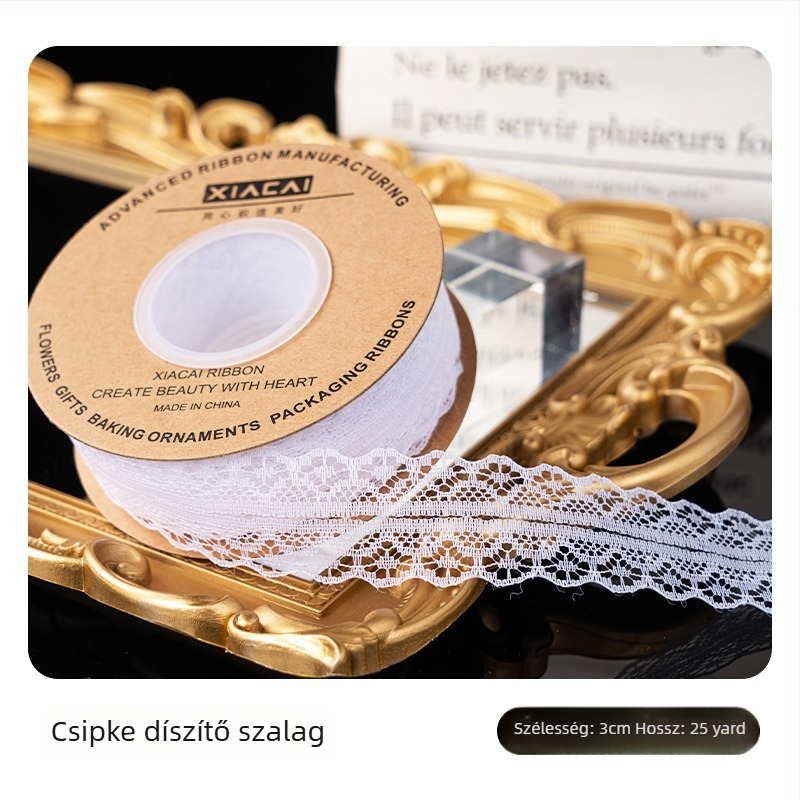 Lyukasztott dantelás szalag tortadíszítéshez, DIY dekoratív szalag