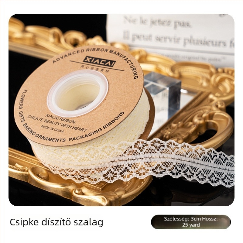 Lyukasztott dantelás szalag tortadíszítéshez, DIY dekoratív szalag
