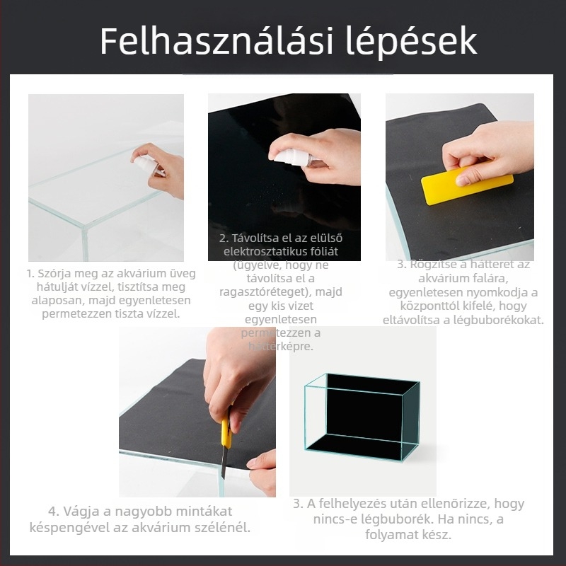 PVC anyagú akvárium háttér matrica, öntapadós, egyszínű mintázat, modern minimalista stílus, 1 db, testreszabható