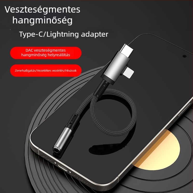 2 az 1-ben USB-C 3,5 mm fejhallgató adapter Apple és Samsung telefonokhoz
