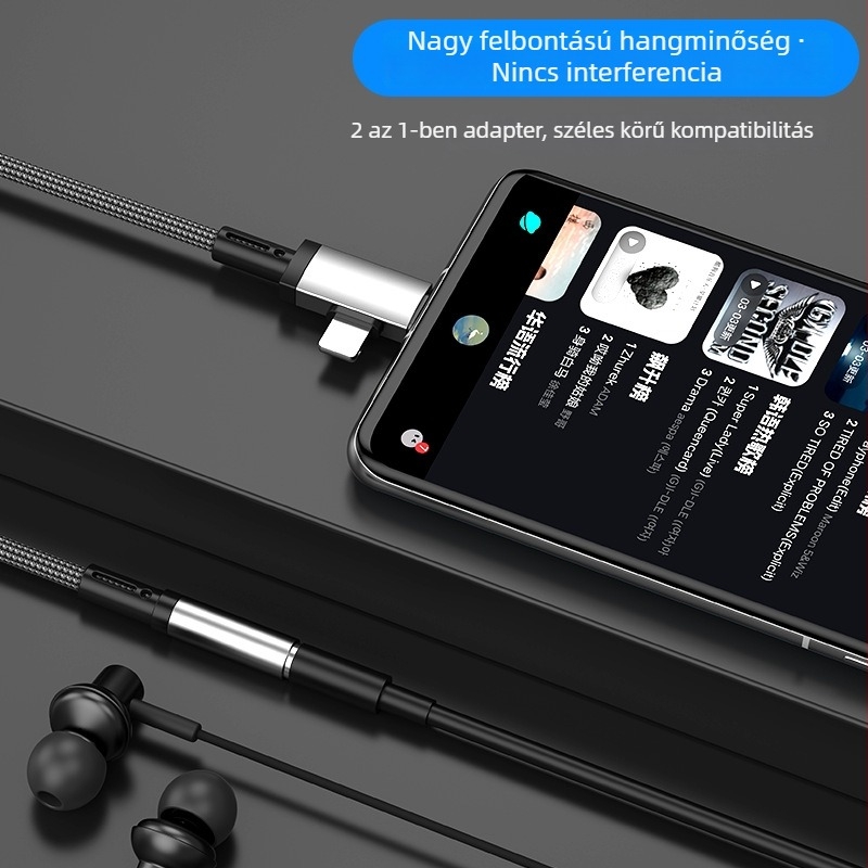 2 az 1-ben USB-C 3,5 mm fejhallgató adapter Apple és Samsung telefonokhoz