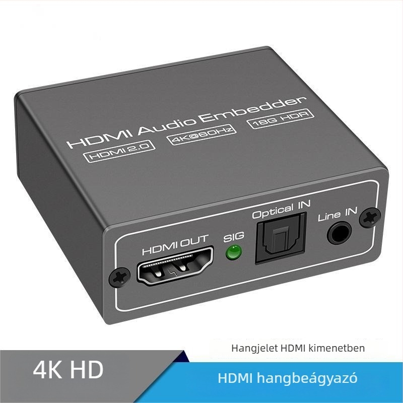 HDMI 2.0 audió beépítő, HDMI audió szintetizátor, DVI + 3,5 mm-es bemenetből HDMI-be konverter, 4K