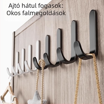 Erős ragasztós akasztó, fúrás nélkül, teherbírás 5 kg — rozsdamentes acél, ideális konyhába, fürdőszobába, ajtóra, falra, kollégium
